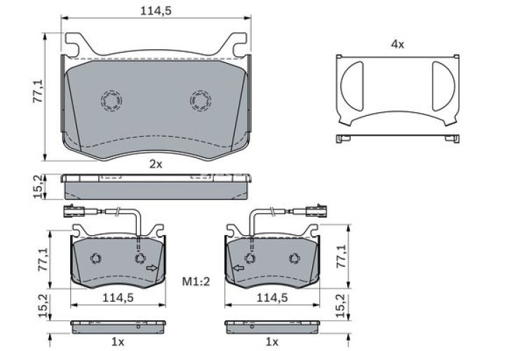 Set plăcuțe frână față , BOSCH, pentru: ALFA ROMEO GIULIA 2.0/2.2D 10.15-