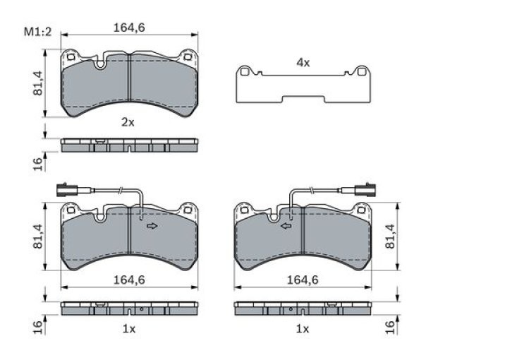 Set plăcuțe frână față , BOSCH, pentru: ALFA ROMEO GIULIA 2.9 10.15-