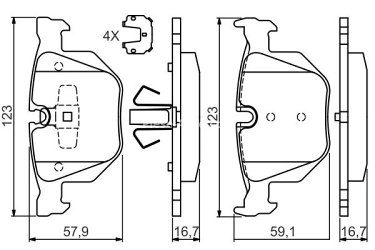 Set plăcuțe frână spate , BOSCH, pentru: BMW 3 (E90), 3 (E91), 3 (E92), 3 (E93), X1 (E84) 2.0D-3.0D 12.04-12.13
