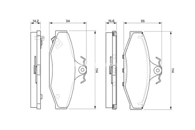 Set plăcuțe frână spate , BOSCH, pentru: CHEVROLET CAMARO, CORVETTE; DAEWOO KORANDO, MUSSO; SSANGYONG KORANDO, MUSSO 2.0-5.7 10.84-