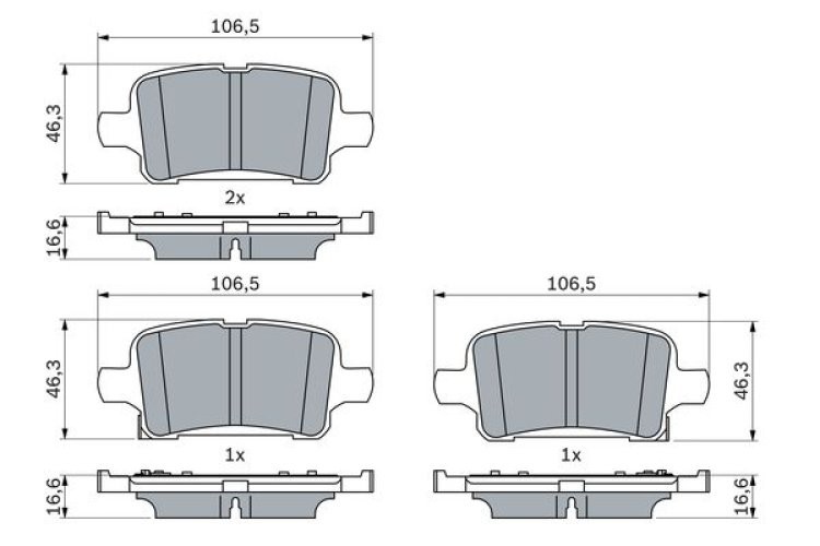 Set plăcuțe frână spate , BOSCH, pentru: CHEVROLET VOLT; OPEL AMPERA-E, ASTRA K, ASTRA K/KOMBI, INSIGNIA B, INSIGNIA B COUNTRY, INSIGNIA B GRAND SPORT 1.0-Electric 06.15-
