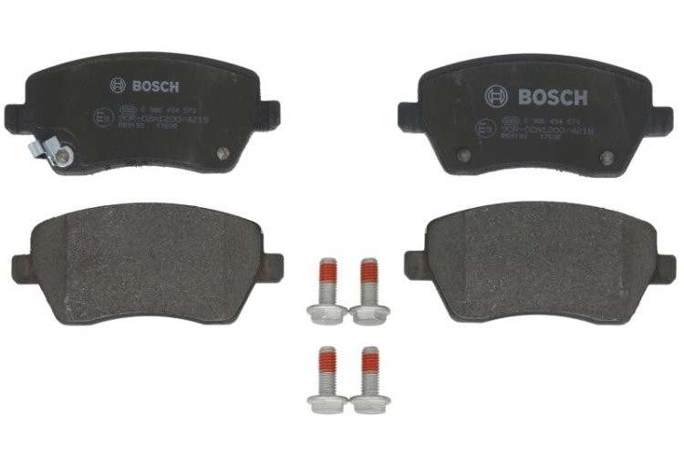 Set plăcuțe frână față , BOSCH (cu accesorii; cu tampon de amortizare), pentru: DACIA DUSTER; NISSAN MICRA III, MICRA IV, MICRA V, NOTE; RENAULT CLIO IV; SUZUKI SWIFT III 0.9-1.6 01.03-