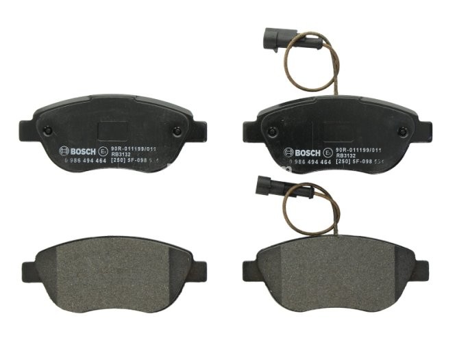 Set plăcuțe frână față , BOSCH (cu tampon de amortizare), pentru: FIAT DOBLO, DOBLO CARGO, FIORINO, FIORINO/MINIVAN, GRANDE PUNTO 0.9-2.0D 10.05-