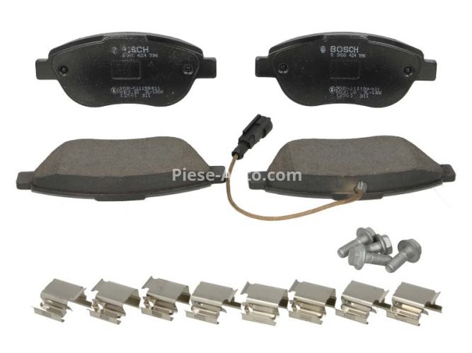 Set plăcuțe frână față , BOSCH, pentru: FIAT BRAVO II, DOBLO, DOBLO CARGO, GRANDE PUNTO, IDEA, LINEA, STILO; LANCIA DELTA III, MUSA 1.3D-2.0D 10.01-
