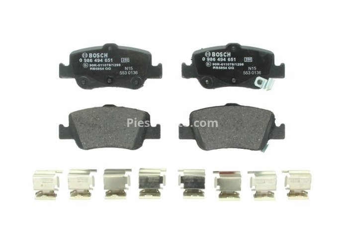 Set plăcuțe frână spate , BOSCH, pentru: TOYOTA AURIS, COROLLA, YARIS 1.2-2.2D 11.05-