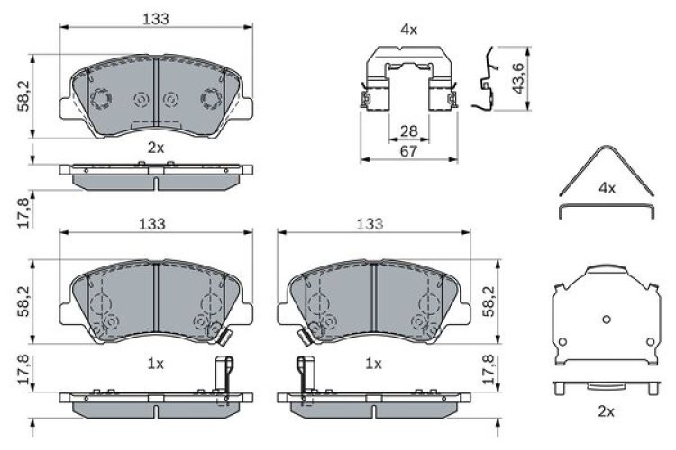 Set plăcuțe frână față , BOSCH, pentru: HYUNDAI BAYON, I20 III 1.0-1.2LPG 08.20-