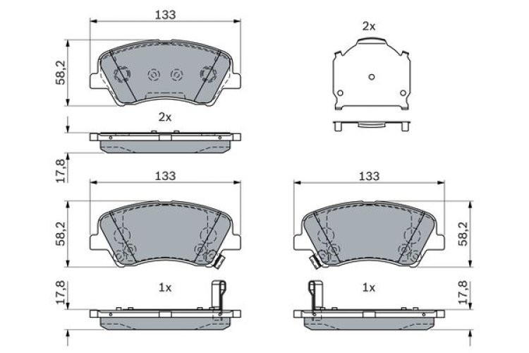 Set plăcuțe frână față , BOSCH, pentru: KIA RIO IV 1.0-1.4 01.17-
