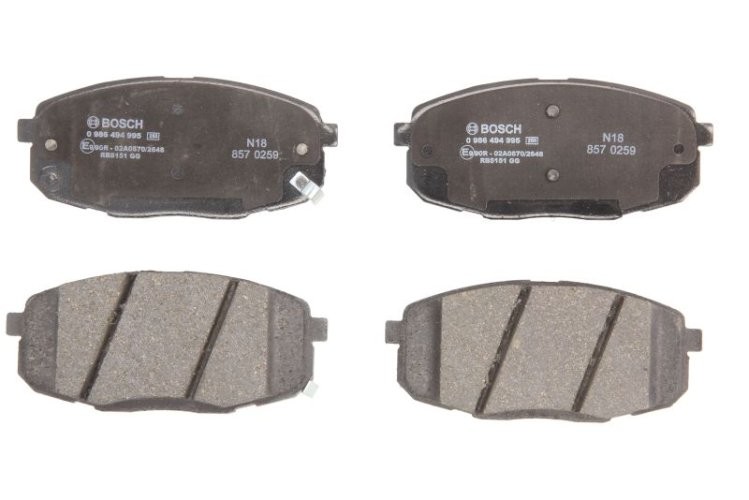 Set plăcuțe frână față , BOSCH (cu tampon de amortizare), pentru: KIA CARENS II, CEE'D, CERATO II, PRO CEE'D 1.4-2.0LPG 07.02-