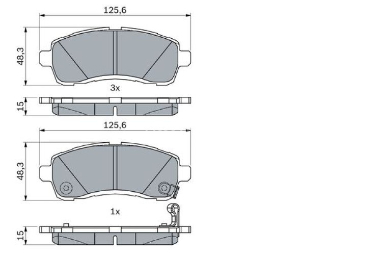 Set plăcuțe frână față , BOSCH, pentru: MAZDA 2 1.3-1.6D 07.07-06.15