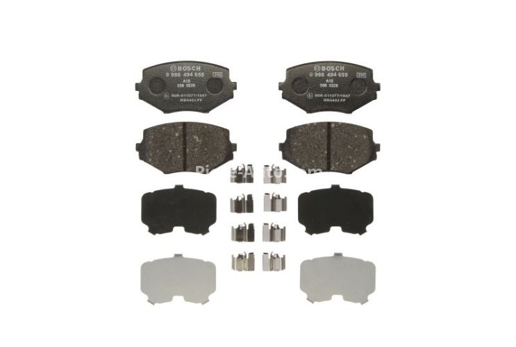 Set plăcuțe frână față , BOSCH (cu arcuri; cu tampon de amortizare), pentru: MAZDA MX-5 I, MX-5 II 1.6/1.8 01.93-10.05