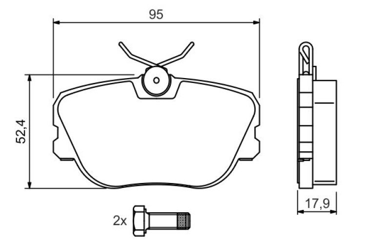 Set plăcuțe frână față , BOSCH (cu tampon de amortizare), pentru: MERCEDES 190 (W201) 1.8-2.6 10.82-08.93