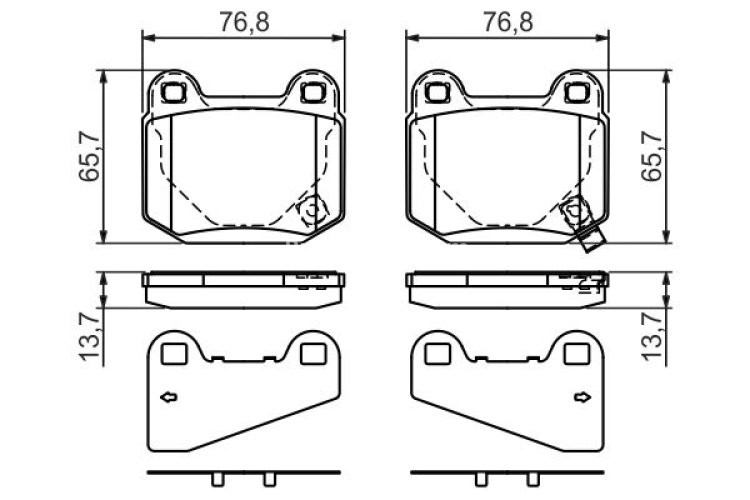 Set plăcuțe frână spate , BOSCH, pentru: MITSUBISHI LANCER VI, LANCER VII, LANCER VIII; NISSAN 350Z; SUBARU BRZ, IMPREZA, WRX 2.0/2.5/3.5 01.98-