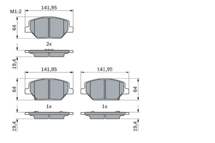 Set plăcuțe frână față , BOSCH, pentru: OPEL INSIGNIA B, INSIGNIA B COUNTRY, INSIGNIA B GRAND SPORT 1.5-2.0D 03.17-
