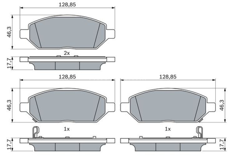 Set plăcuțe frână față , BOSCH, pentru: OPEL KARL 1.0/1.0LPG 01.15-03.19