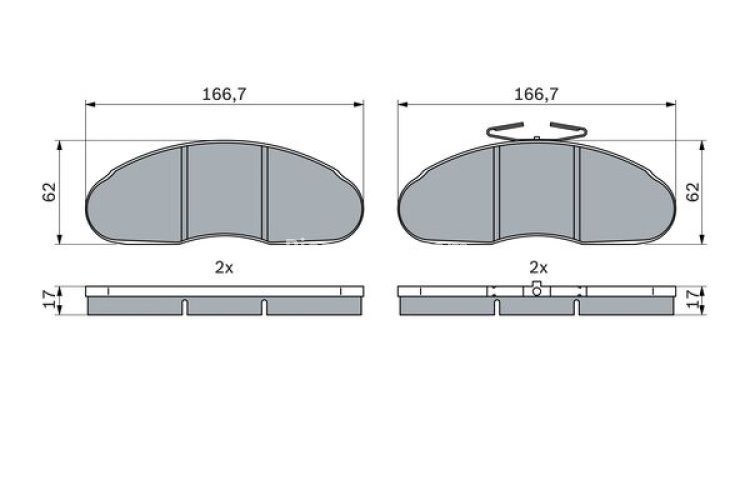 Set plăcuțe frână față , BOSCH, pentru: RVI B, MESSENGER; RENAULT MASTER I, TRAFIC 1.4-2.5D 03.80-06.99