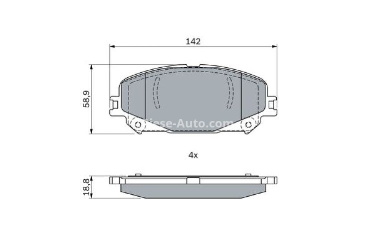 Set plăcuțe frână față , BOSCH ( cu tampon de amortizare), pentru: RENAULT ARKANA I, CAPTUR II, ESPACE V, GRAND SCENIC IV, MEGANE IV, SCENIC IV 1.0-2.0D 02.15-