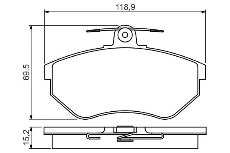 Set plăcuțe frână față , BOSCH, pentru: SEAT AROSA, CORDOBA, CORDOBA VARIO, CORDOBA VARIO/KOMBI, IBIZA II, INCA, TOLEDO I; VW CADDY II, CADDY III, CADDY II/MINIVAN 1.0-2.9 09.79-06.09