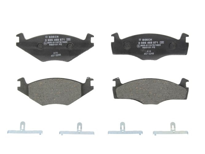 Set plăcuțe frână față , BOSCH, pentru: SEAT CORDOBA, IBIZA II; VW GOLF I, GOLF II, JETTA II, PASSAT B1, PASSAT B2, POLO, SANTANA, SCIROCCO 1.0-2.2 05.73-10.02