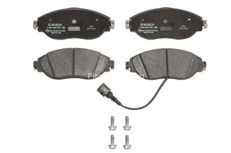 Set plăcuțe frână față , BOSCH (cu accesorii; cu tampon de amortizare), pentru: SEAT ALHAMBRA; SKODA SUPERB II; VW CC B7, PASSAT ALLTRACK B7, PASSAT B6, PASSAT B7, PASSAT B7/KOMBI 1.4-3.6 02.08-