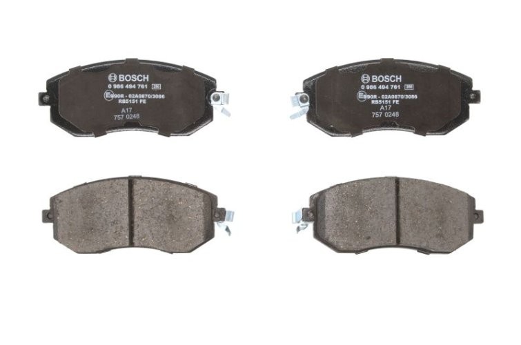 Set plăcuțe frână față , BOSCH, pentru: SUBARU BRZ, FORESTER, IMPREZA, LEGACY V, XV; TOYOTA GT 86 2.0/2.0D/2.5 12.00-