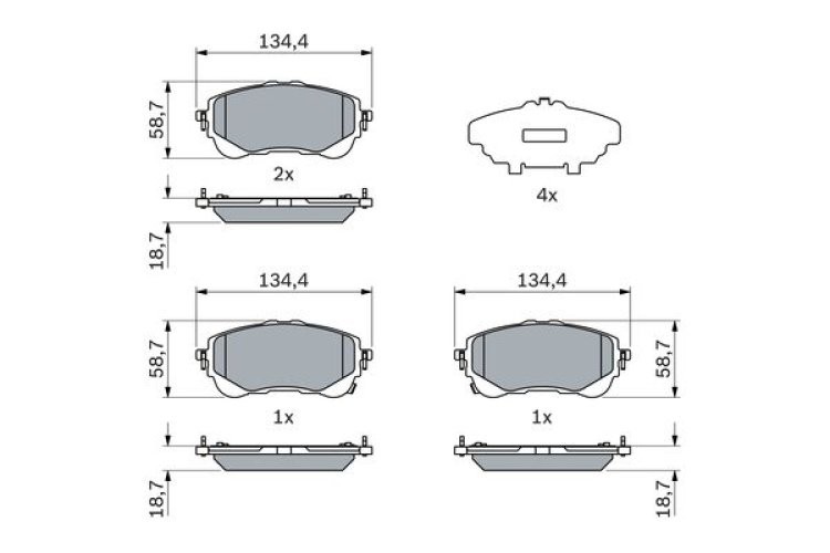 Set plăcuțe frână față , BOSCH ( cu tampon de amortizare), pentru: SUZUKI SWACE; TOYOTA COROLLA, YARIS 1.2-2.0H 10.18-