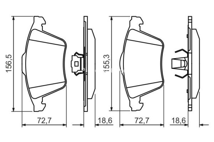 Set plăcuțe frână față , BOSCH, pentru: VOLVO C70 II, S40 II, V40, V50; FORD FOCUS II; MAZDA 3; OPEL SIGNUM, VECTRA C, VECTRA C GTS; SAAB 9-3, 9-3X 1.5-2.8 09.02-08.19