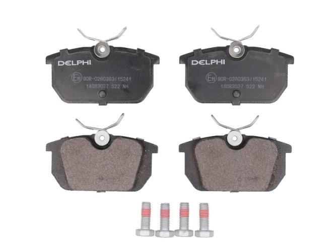 Set plăcuțe frână spate, DELPHI , pentru: ALFA ROMEO 145, 146, 155, 156, 164, 33, GTV, SPIDER; AUDI 100 C2; FIAT BARCHETTA, BRAVA, BRAVO I, COUPE, CROMA, MAREA, PUNTO, TEMPRA 1.1-3.2 08.76-05.06