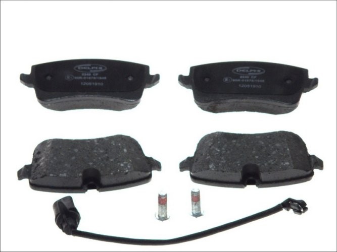 Set plăcuțe frână spate, DELPHI (cu accesorii; cu un tampon de amortizare), pentru: AUDI A4 B8, A5, A6 ALLROAD C7, A6 C7, A7; PORSCHE MACAN 1.8-4.2 03.10-