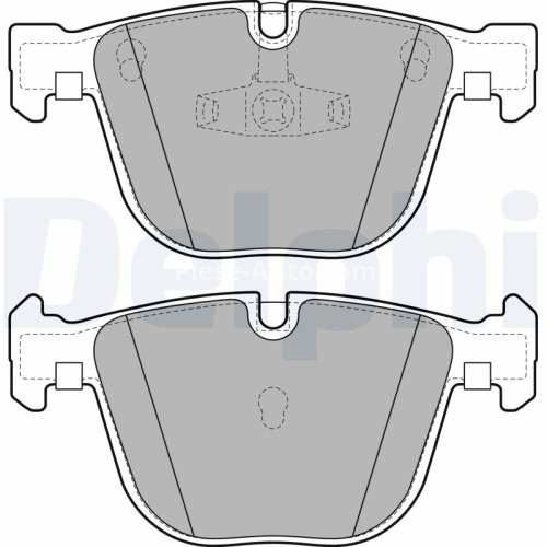 Set plăcuțe frână spate, DELPHI (cu un tampon de amortizare), pentru: BMW 5 GRAN TURISMO (F07), 7 (F01, F02, F03, F04) 2.0-6.0 02.08-02.17