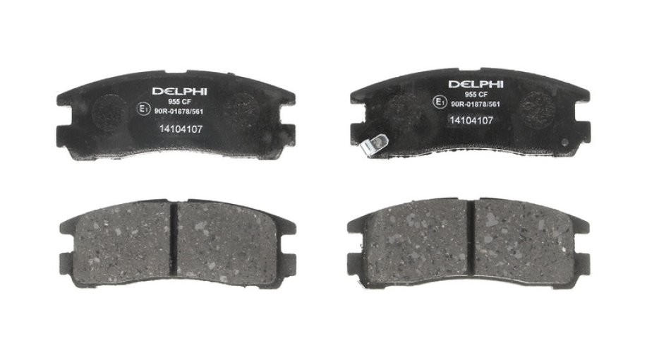 Set plăcuțe frână spate, DELPHI , pentru: CHRYSLER SEBRING; HYUNDAI GALLOPER II, SANTAMO; MITSUBISHI 3000 GT, ECLIPSE II, ECLIPSE III, ECLIPSE IV, GALANT IX, GALANT V, GALANT VII 1.8-3.8 07.85-