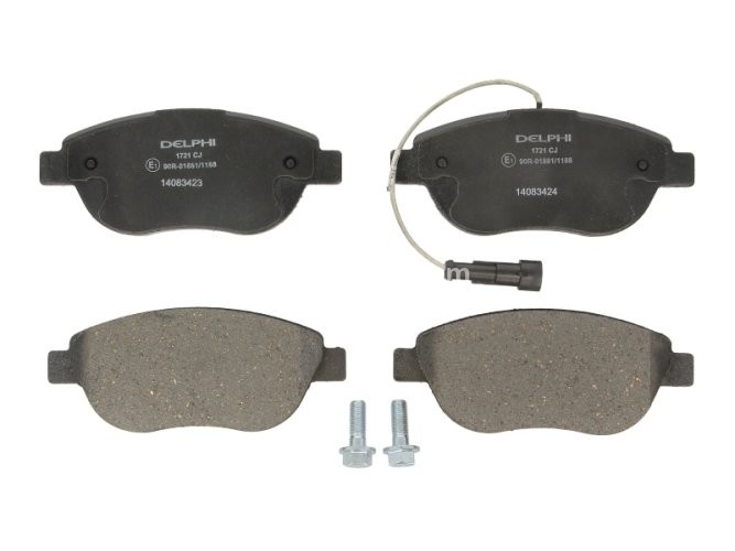 Set plăcuțe frână față, DELPHI , pentru: CITROEN C4, C4 I; FIAT BRAVO II, DOBLO, DOBLO CARGO, DOBLO/MINIVAN, FIORINO, FIORINO/MINIVAN, GRANDE PUNTO, IDEA 1.2-2.0D 04.99-