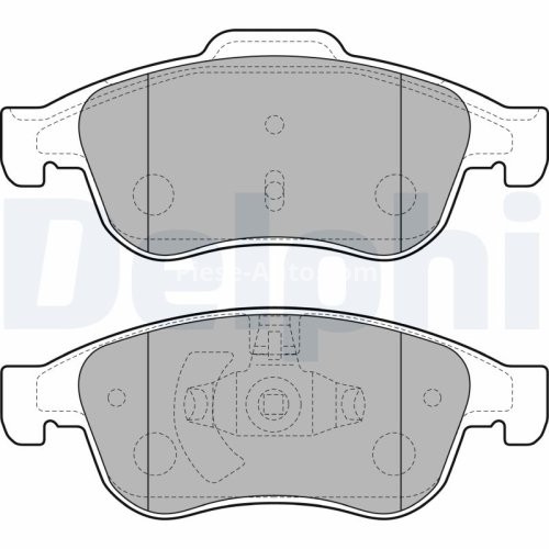 Set plăcuțe frână față, DELPHI , pentru: DACIA DOKKER, DOKKER EXPRESS/MINIVAN, DUSTER, DUSTER/SUV, LODGY, SANDERO III; FIAT 500X; JEEP RENEGADE; NISSAN JUKE, TERRANO 0.9-2.0D 11.08-