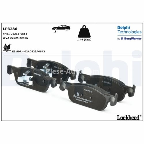Set plăcuțe frână față, DELPHI , pentru: DACIA LOGAN II, LOGAN III, LOGAN MCV II, SANDERO II; RENAULT CLIO IV, CLIO IV/HATCHBACK, CLIO IV/KOMBI, LOGAN I, LOGAN II, LOGAN/STEPWAY II 0.9-1.6 06.11-