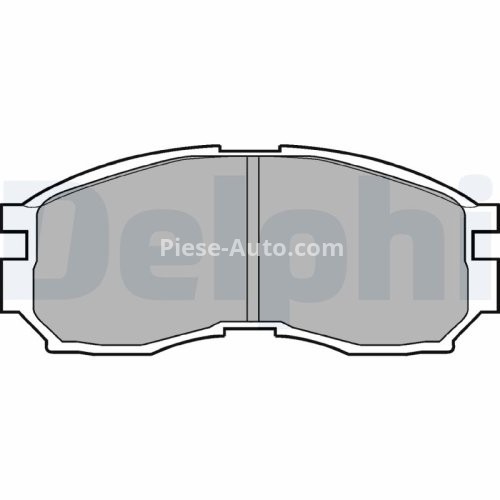 Set plăcuțe frână față, DELPHI , pentru: DODGE AVENGER; HYUNDAI SANTAMO; MITSUBISHI COLT III, COLT IV, ECLIPSE I, ECLIPSE II, GALANT VI, GALANT VII, GALANT VIII, LANCER III 1.3-2.5 01.87-12.04