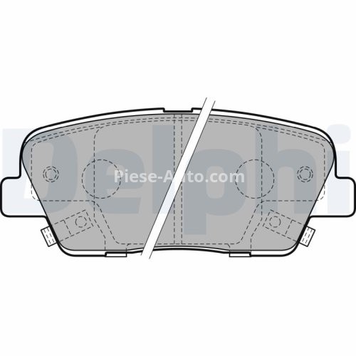 Set plăcuțe frână spate, DELPHI (cu un tampon de amortizare), pentru: HYUNDAI EQUUS / CENTENNIAL, GENESIS, GRAND SANTA FÉ, SANTA FÉ II, SANTA FÉ III, SANTA FÉ II/SUV 2.0-5.0 03.06-