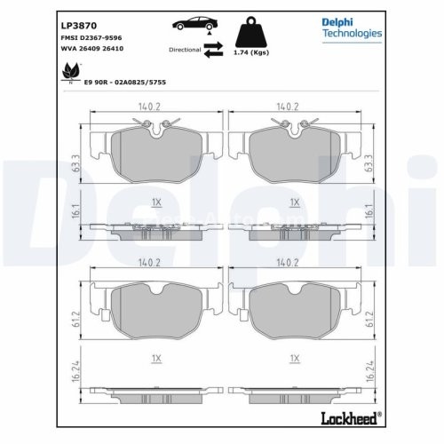 Set plăcuțe frână spate, DELPHI , pentru: JAGUAR F-PACE 5.0/5.0H 08.18-