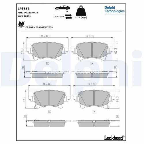 Set plăcuțe frână spate, DELPHI , pentru: JEEP GLADIATOR, WRANGLER IV 2.0-3.6 11.17-