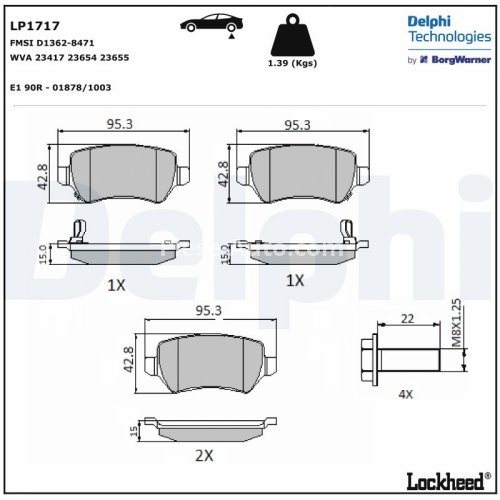 Set plăcuțe frână spate, DELPHI , pentru: KIA VENGA; LADA KALINA; OPEL ASTRA F, ASTRA F CLASSIC, ASTRA F/KOMBI, ASTRA G, ASTRA G CLASSIC, ASTRA G/KOMBI, ASTRA H, ASTRA H CLASSIC 1.2-2.2D 08.94-