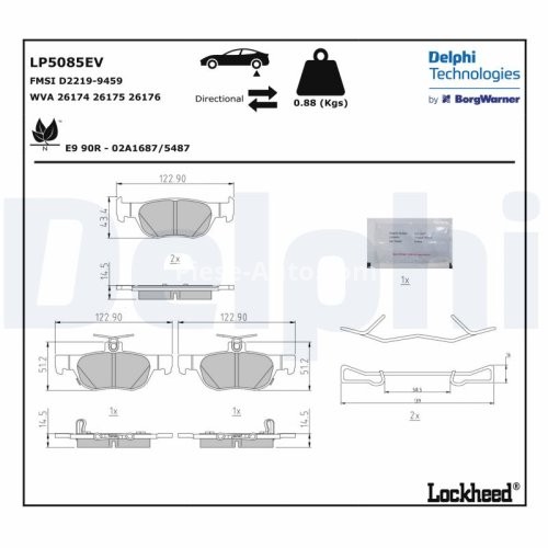 Set plăcuțe frână spate, DELPHI , pentru: MAZDA 3, CX-30, MX-30 1.5-Electric 11.18-
