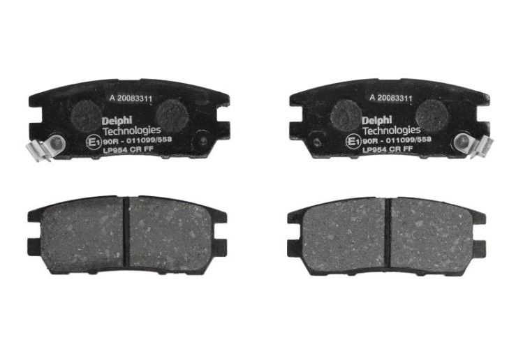 Set plăcuțe frână spate, DELPHI , pentru: MITSUBISHI DELICA / SPACE GEAR, ECLIPSE III, ECLIPSE IV, L400, PAJERO I, PAJERO II, PAJERO SPORT I, SIGMA 2.0-3.8 04.87-