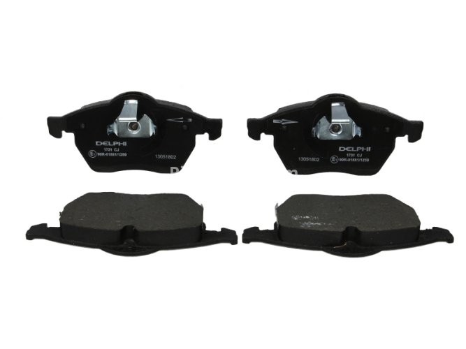 Set plăcuțe frână față, DELPHI (cu un tampon de amortizare), pentru: OPEL ASTRA G, ZAFIRA A, ZAFIRA B; SAAB 900 II, 9-3, 9-5 2.0-3.0D 07.93-12.10