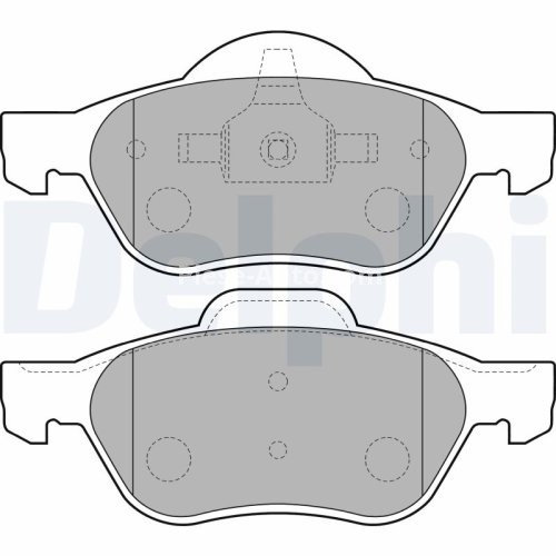 Set plăcuțe frână față, DELPHI , pentru: RENAULT GRAND SCENIC II, LAGUNA, LAGUNA II, LAGUNA III, MEGANE I, MEGANE I COACH, TWINGO II, WIND 1.2-2.0 03.99-