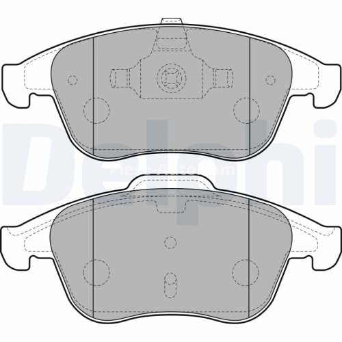 Set plăcuțe frână față, DELPHI (cu un tampon de amortizare), pentru: RENAULT CLIO IV, FLUENCE, GRAND SCENIC III, LAGUNA, LAGUNA III, LATITUDE, MEGANE, MEGANE III, SCENIC III 1.2-3.5 10.07-