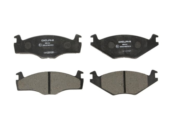 Set plăcuțe frână față, DELPHI , pentru: SEAT CORDOBA, CORDOBA VARIO, IBIZA II, TOLEDO I; VW GOLF I, GOLF II, GOLF III, PASSAT B2, PASSAT B3/B4, POLO, POLO CLASSIC, SANTANA 1.0-2.2 01.81-10.02