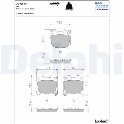 Set plăcuțe frână spate, DELPHI , pentru: TOYOTA YARIS 1.6 02.20-