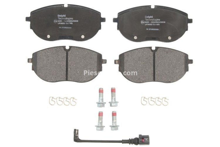 Set plăcuțe frână față, DELPHI (cu accesorii; cu un tampon de amortizare), pentru: VW CALIFORNIA T6 CAMPER, MULTIVAN T6, TRANSPORTER T6, TRANSPORTER T6 / CARAVELLE T6 2.0D 04.15-