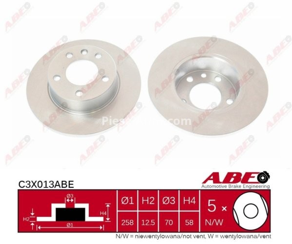 Disc frână față ABE, pentru: OPEL OMEGA A 1.8/2.3D 09.86-03.94
