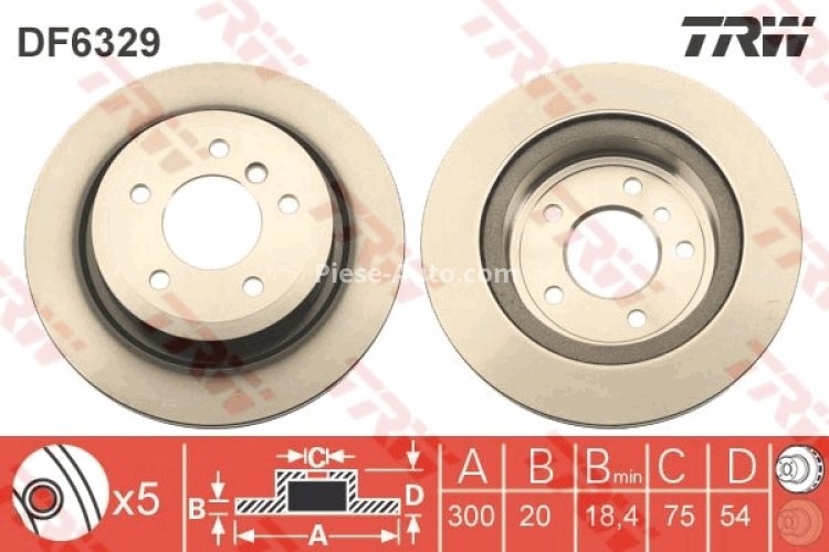 Disc frână TRW ,spate, pentru: BMW Z4 (E89) 2.0/2.5/3.0 02.09-08.16
