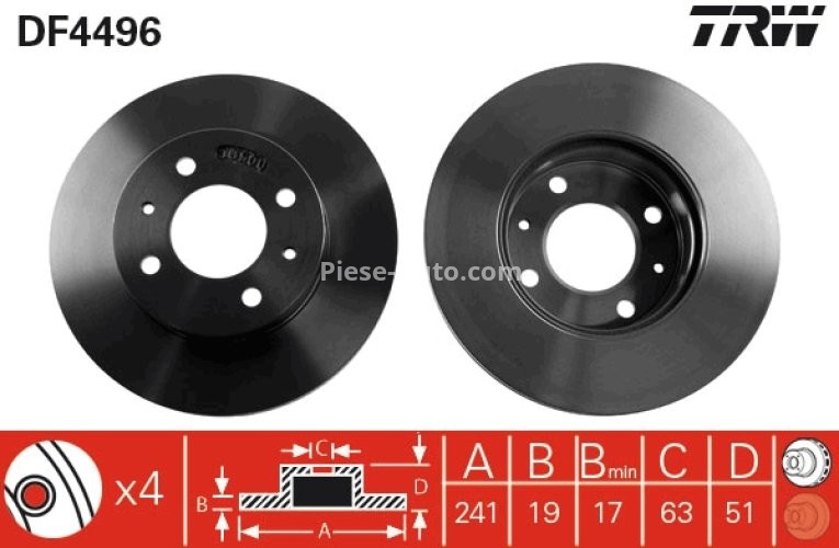Disc frână TRW ,față, pentru: HYUNDAI ACCENT, ACCENT II 1.3-1.6 10.95-11.05