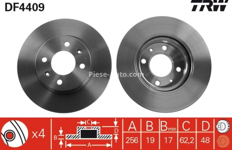 Disc frână TRW ,față, pentru: HYUNDAI GETZ 1.1-1.6 09.02-12.10